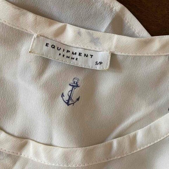 100% Silk The Women's Anchor Print Short Sleeve Blouse Size S/P - Picture 3 of 8